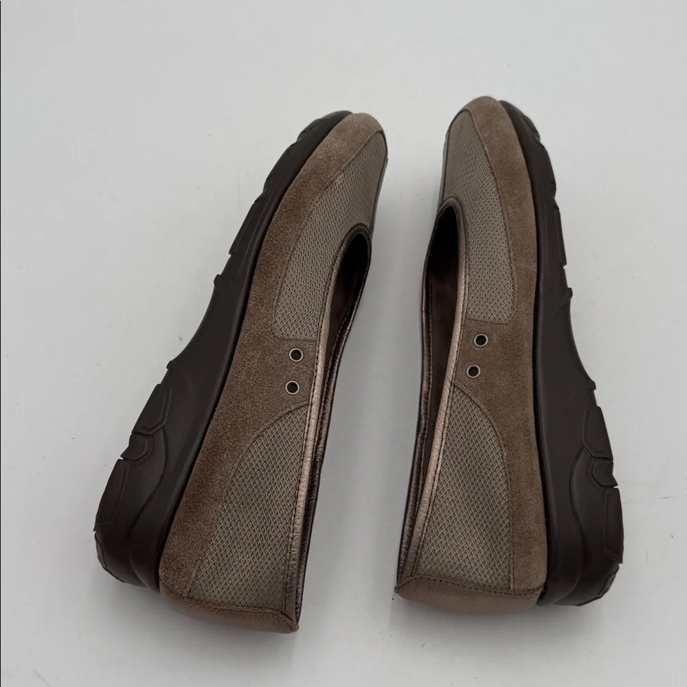 AEROSOLES Taupe Women's wedge shoe women 10 suede textile upper casual office